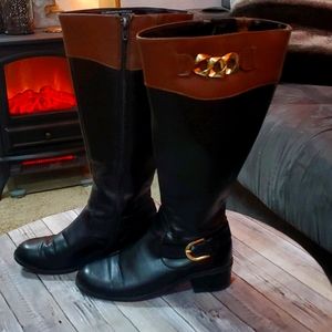 Black and brown boots that fit wide calf